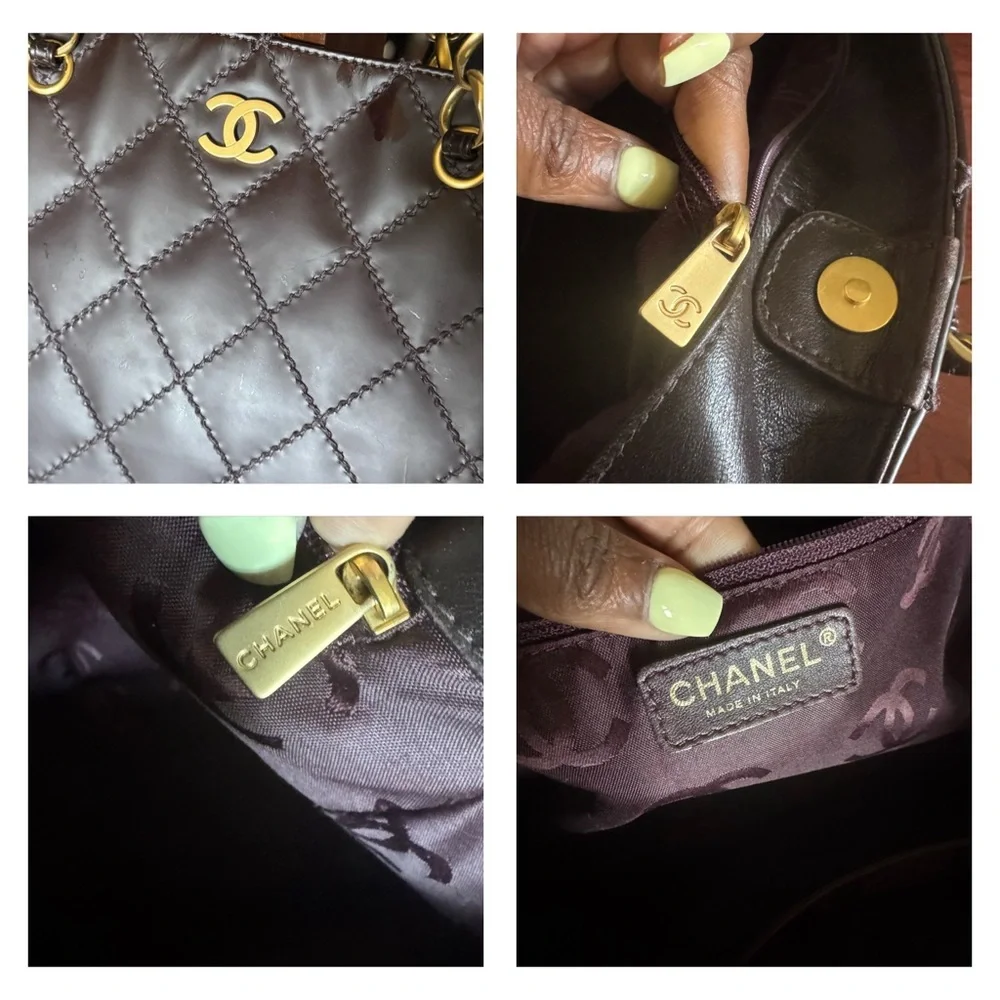 CHANEL Brown Wild Stitch Quilted Leather Tote Bag (Vintage)